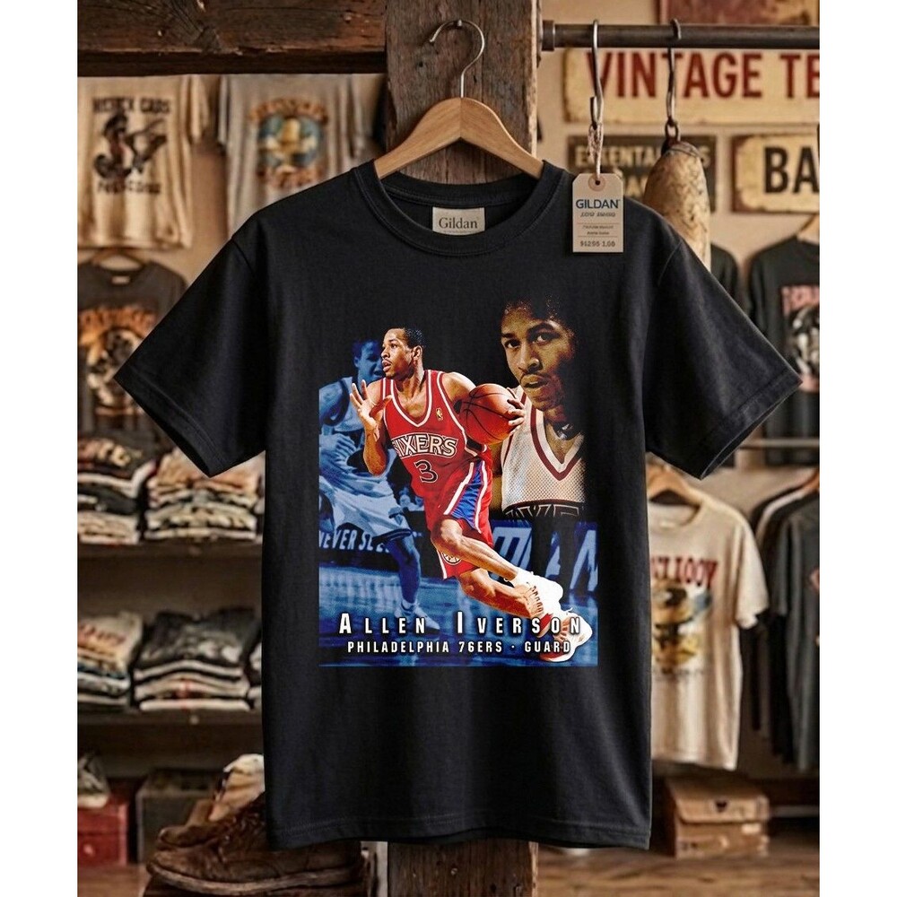 Allen Iverson Philadelphia 76ers Retro Graphic Tee Heavyweight Cotton